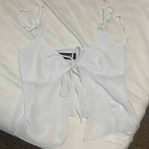 White Fox Blouse Tie Front Top